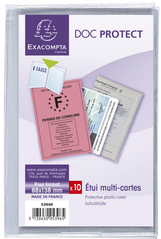 EXACOMPTA Etui de poche, PVC, 4 volets, 0,20 mm, 88 x 138 mm