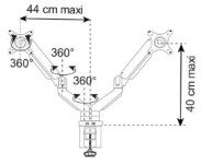 UNiLUX Bras support pour écran TFT/LCD ERGO TWIN double noir UNiLUX Bras support pour écran TFT/LCD ERGO TWIN double noir