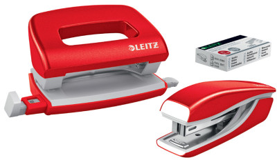 LEITZ Heftgerät- & Locher-Set Mini Nexxt WOW, grün