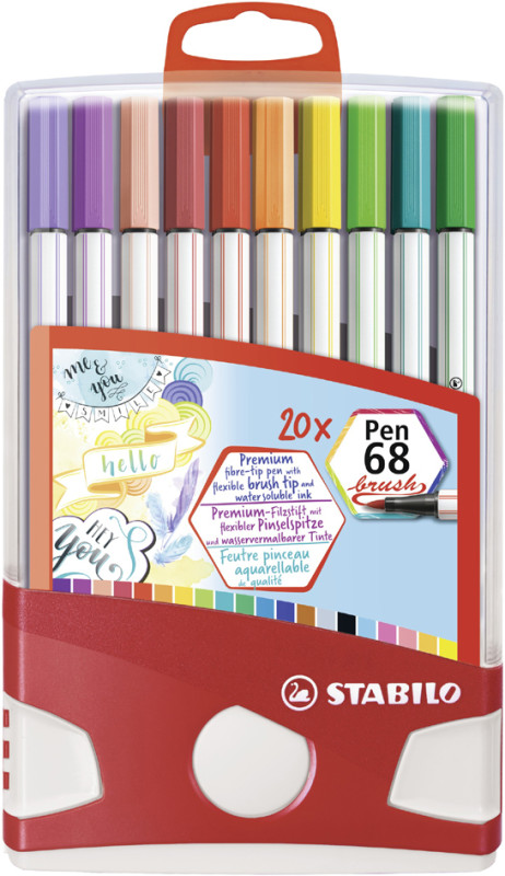 STABILO Feutre de dessin Pen 68 brush, ColorParade de 20