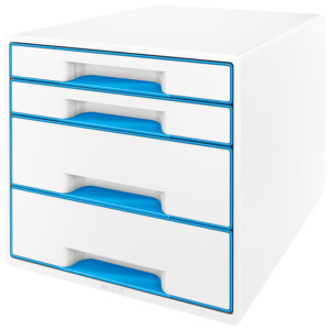 LEITZ Bloc de classement WOW CUBE, 4 tiroirs, blanc/vert