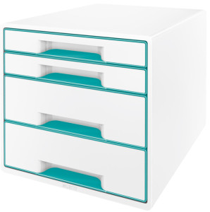 LEITZ Bloc de classement WOW CUBE, 4 tiroirs, blanc/vert