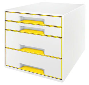 LEITZ Bloc de classement WOW CUBE, 4 tiroirs, blanc/vert