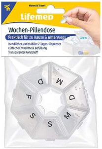 Lifemed Wochen-Pillendose, Kunststoff, transparent / blau