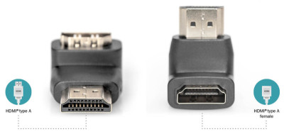 DIGITUS HDMI Knick-Adapter, 90 Grad gewinkelt, HDMI-A