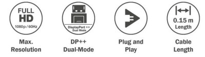 DIGITUS DisplayPort 1.1a Adapter, mDP - HDMI-A, 0,15 m