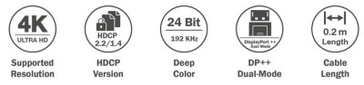 DIGITUS DisplayPort 1.2 Adapter, mDP - HDMI-A, 0,2 m