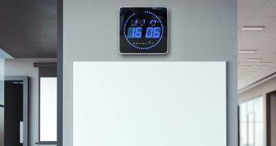 UNiLUX Horloge murale LED FLO LED, date/température, noir