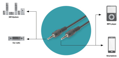 Câble audio DIGITUS, 2 prises jack 3,5 mm, 1,5 m