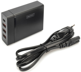 DIGITUS Universal USB Lade-Adapter, 4-Port, schwarz