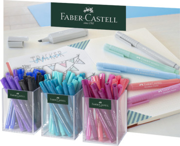 FABER-CASTELL Fineliner BROADPEN Pastell, 3er Köcher