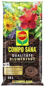 COMPO SANA Terreau de rempotage de qualité pour fleurs, 10 l