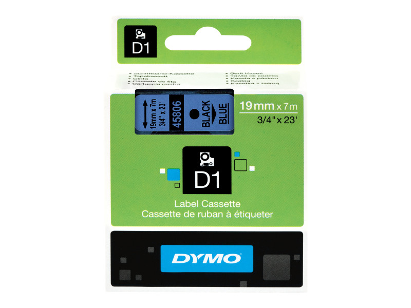 Dymo : 19X7-TAPE BLACK/BLUE .