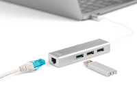 DIGITUS Hub USB 3.0 Super Speed, 3 ports + éthernet