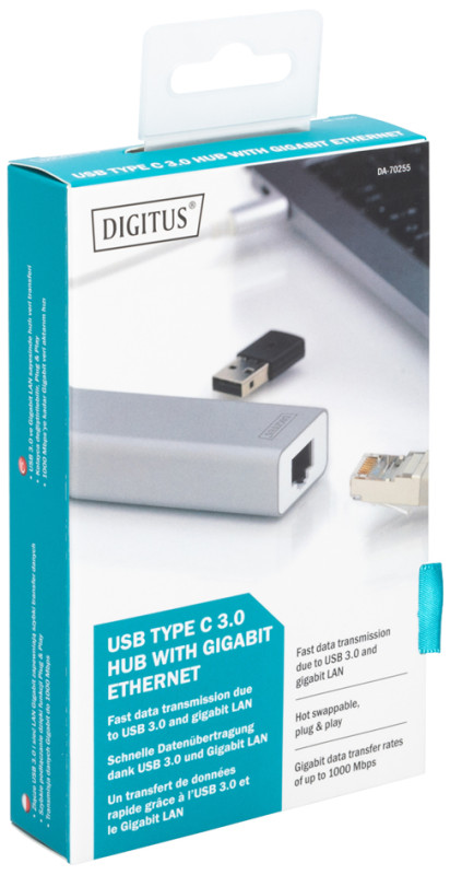 DIGITUS Hub USB 3.0 Super Speed, 3 ports + éthernet