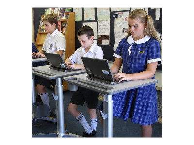 Ergotron : LEARNFIT 16IN TRAVEL ADJUSTBLE STANDING DESK CLEAR ANODIZED