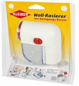 KLEIBER Mini rasoir anti-peluches, sans câble, blanc/rouge