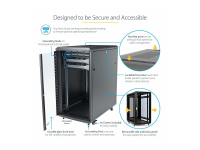 Startech : 18U SERVER RACK CABINET - INCLUDES CASTERS LEVELING FEET