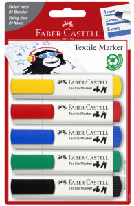 FABER-CASTELL Marqueur pour tissu, blister de 5