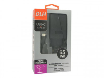 DLH : POWER SUPPLY USB-C 65W CABL BLACK CLR USB cable TYPE C 1.8M