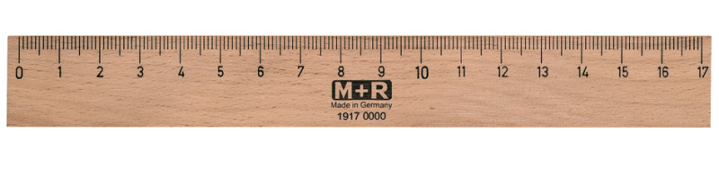 M+R Holzlineal, 300 mm, Buche, mit Metalleinlage