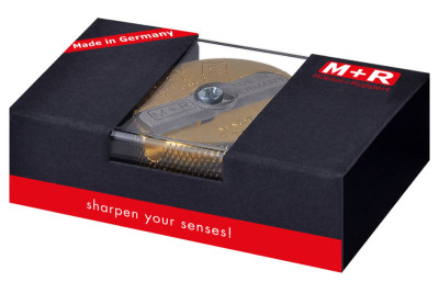 M+R Doppel-Spitzer, aus Messing, rund, in Geschenkverpackung