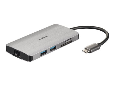 D-Link : 8-IN-1 USB-C HUB avec HDMI ETHERNET/CARD READER/PDELIVERY