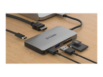 D-Link : 6-IN-1 USB-C HUB avec HDMI card READER/POWER DELIVERY