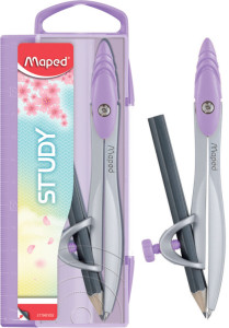 Compas Maped Study PASTEL, avec bague d'adaptation, assortis