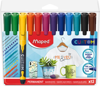 Maped Marqueur permanent CUSTOM, étui de 12