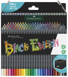 FABER-CASTELL Crayon de couleur Black Edition, étui de 12