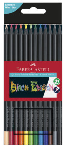 FABER-CASTELL Crayon de couleur Black Edition, étui de 12