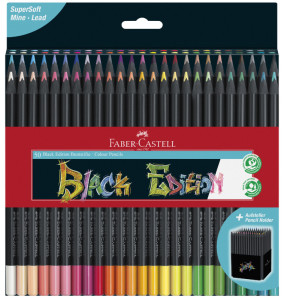 FABER-CASTELL Crayon de couleur Black Edition, étui de 12