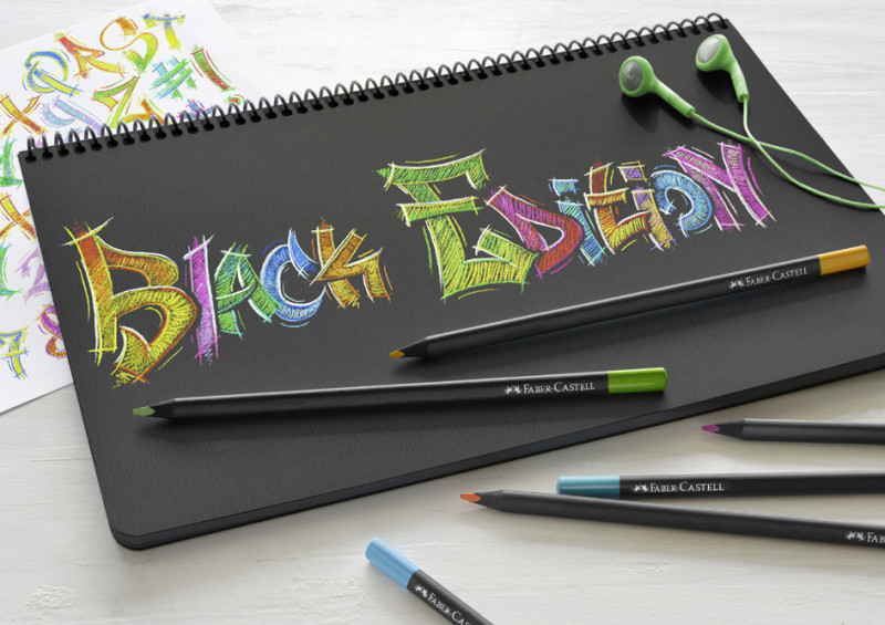 FABER-CASTELL Crayon de couleur Black Edition, étui de 12