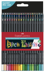 FABER-CASTELL Crayon de couleur Black Edition, étui de 24
