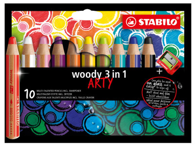 STABILO Crayon aux talents multiples woody 3en1, étui de 10