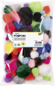 folia Pompons, 100 pièces, tailles et couleurs assorties