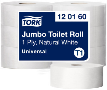 TORK Papier toilette grand rouleau Jumbo, 1 pli, blanc, 480m