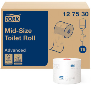 TORK Papier toilette rouleau Midi, 2 plis, 100 m, blanc