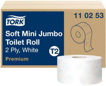 TORK Papier toilette en mini rouleau Jumbo, 2 plis, blanc