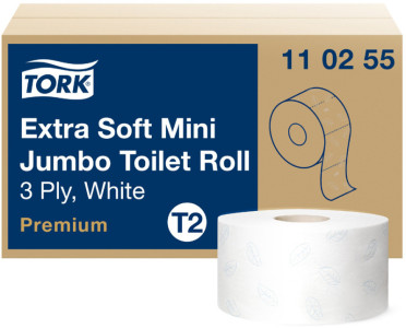 TORK Papier toilette en mini rouleau Jumbo, 2 plis, blanc