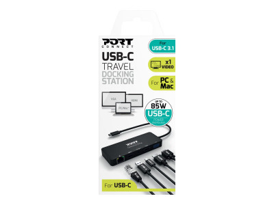 Port Technology : TRAVEL DOCKING STATION TYPE C USB TYPE C PORT SUPP HDMI OR VGA