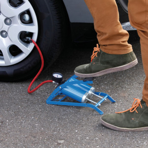 cartrend Pompe à pied deux cylindres, bleu