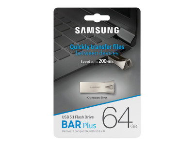 Samsung : BAR PLUS CHAMPAGNE SILVER 64GB