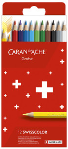 CARAN D'ACHE Crayons de couleur Swisscolor,étui carton de 12