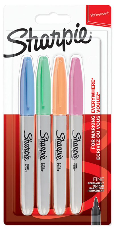 Sharpie Marqueur permanent FINE Pastel, blister de 4