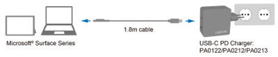 LogiLink Câble de chargement USB-C Microsoft Surface, noir