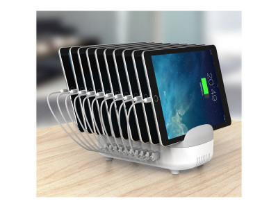 compulocks : 10PORT USB CHARGING DOCK ST PLUGS WHITE