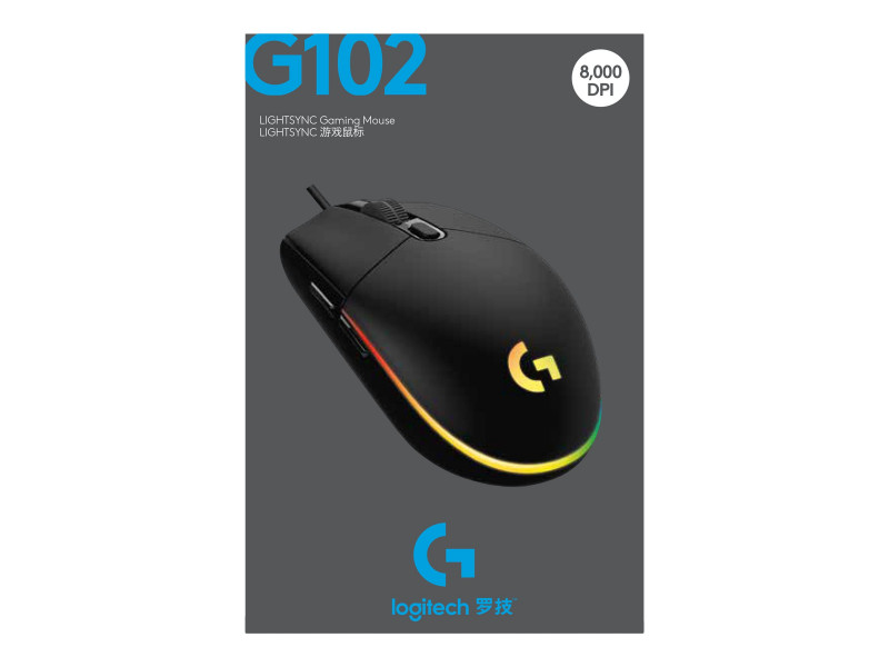 Logitech G102 Prodigy Mouse Gaming Cablato, 6000 DPI, Illuminazione RGB, Nero