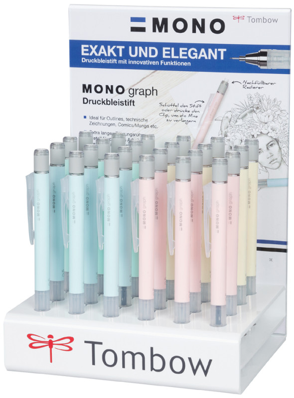 TOMBOW Porte-mine MONO graph Pastel, présentoir de 24